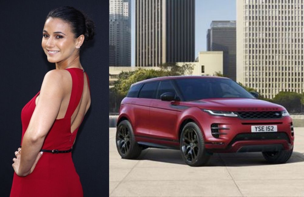 Emmanuelle Chriqui ©Tinseltown / Shutterstock.com | Range Rover Evoque @caricoscom / Pinterest.com